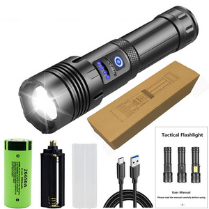 2000 High Lumens Waterproof Rechargeable LED Tactical Flashlight with 5000mah Battery for Emergencies Camping Hiking