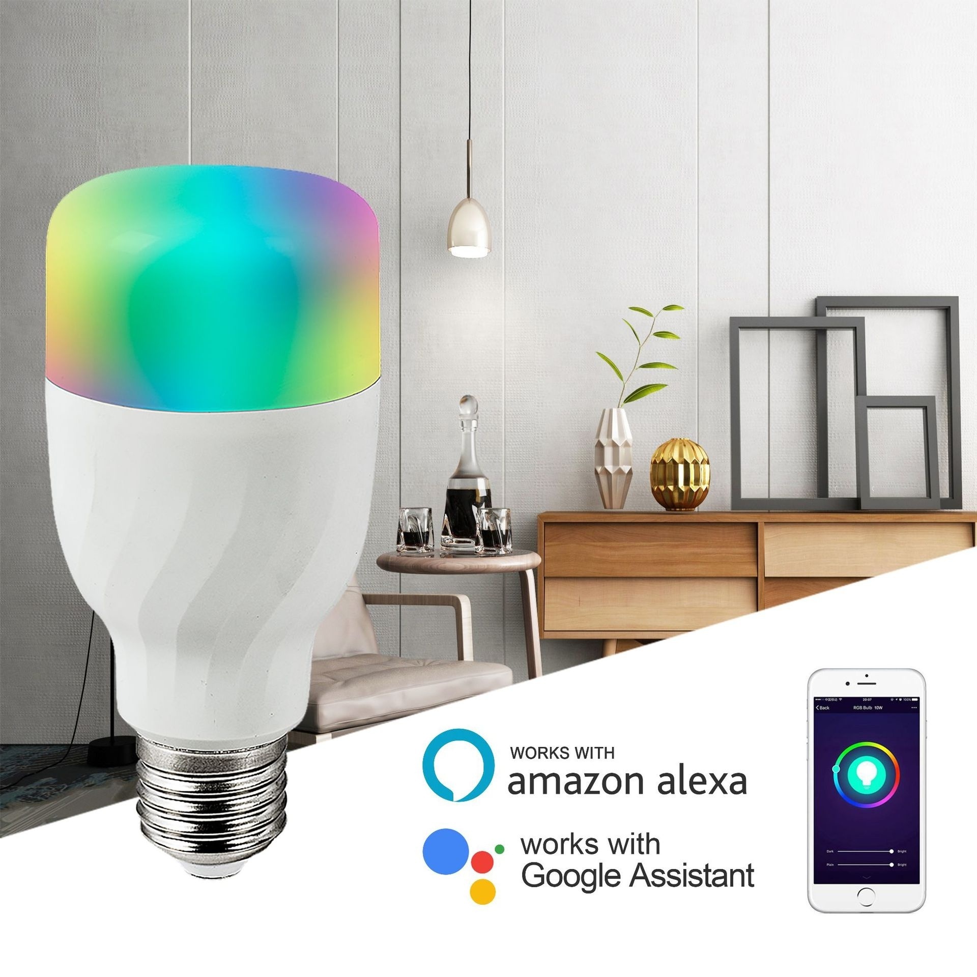 Tuya Smart App No Hub Required RGBCW Dimmable E26 E27 Smart Wifi LED Light Bulb