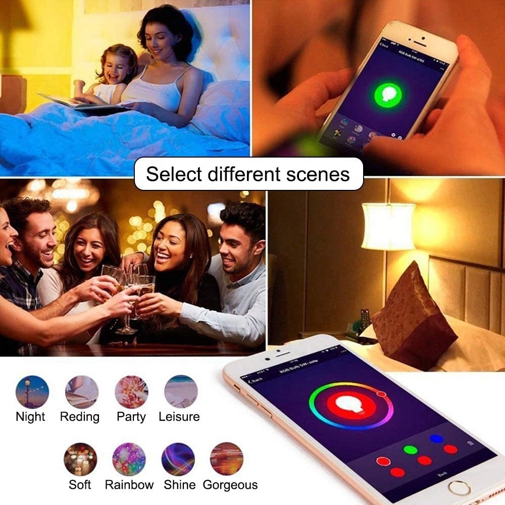 Smart Home LED CWRGB Color Changing E27 E26 Alexa LED WiFi 2.4G Dimmable Screw Bulb Compatible with Alexa and Google Home