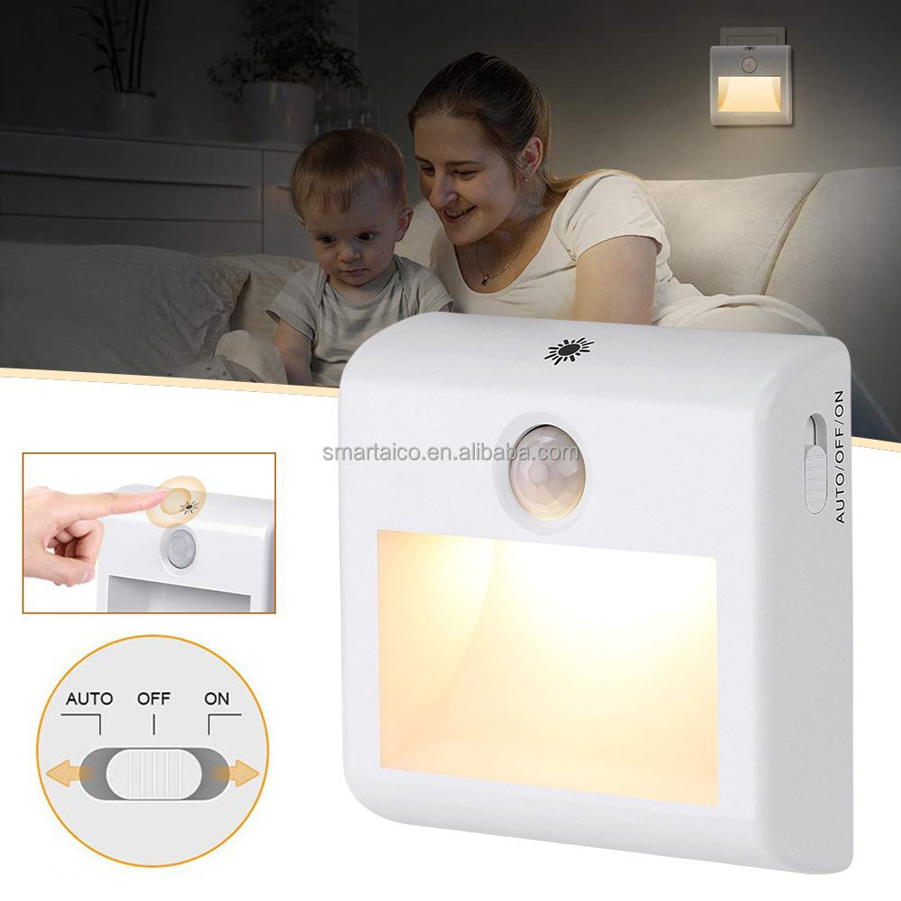 Energy Saving & Safety Automatic Sensor Lamp Warm White Eu Plug Auto Lighting LED Night Light