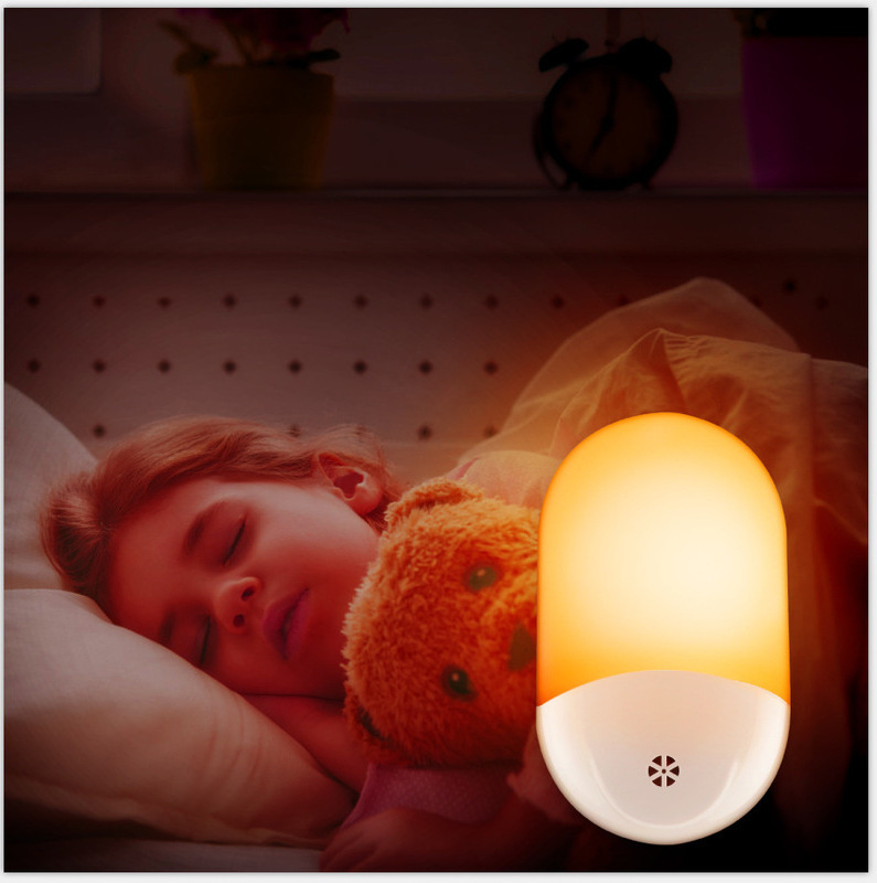 OEM Auto Smart Light Sensor  RGB LED Night Light Lamp US UK EU Plug in Wall 110v 220V Mini Dimmable RGB Lights for Children