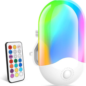 Mini LED Light Easily Plug in Bedside Lamp Modern Night Light Remote Control RGB soft Warm White