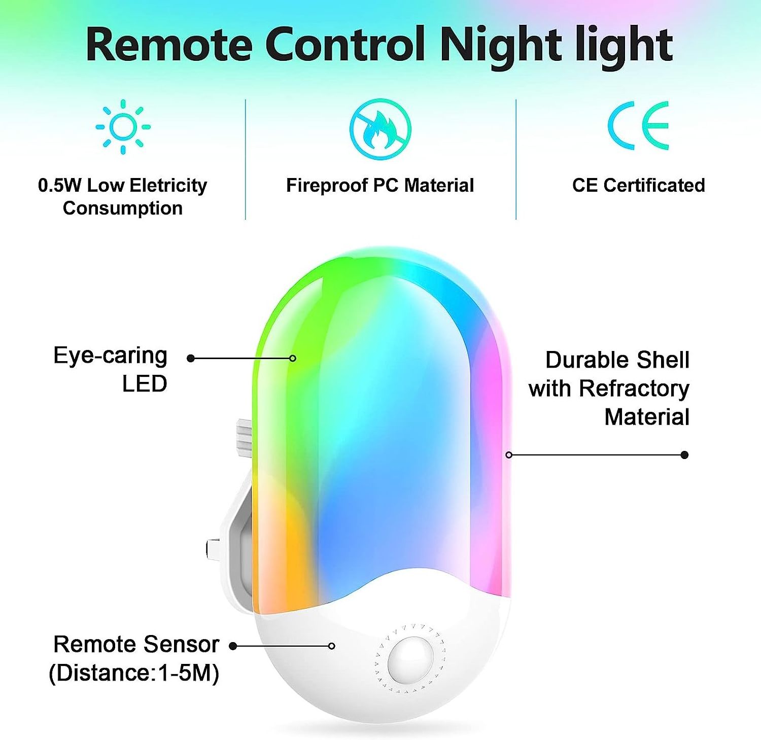 Mini LED Light Easily Plug in Bedside Lamp Modern Night Light Remote Control RGB soft Warm White