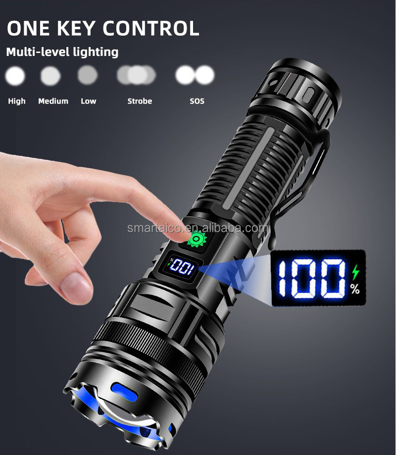 Powerful 2000 Lumens XHM88 Battery Powered Torches LED Super Bright Rechargeable Flashlight