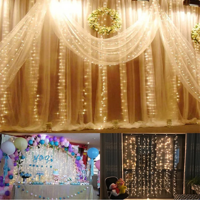 300 LED 3*3M Curtain Fairy String Lights with Remote USB Plug in Copper Wire Lights for Window Bedroom