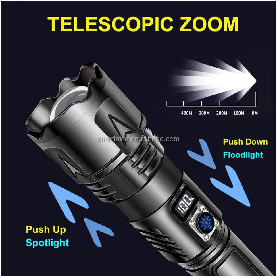 Powerful Tactical Flashlight Rechargeable Battery Torches LED Super Bright for Dog Walking Hiking Emergency Gift