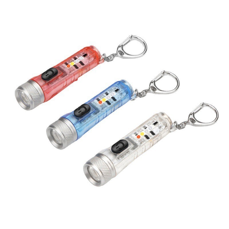 Mini Torch Multi-function Flashlight Emergency Light USB Rechargeable Keychain Pocket Lamp for Outdoor Camping Cycling Hiking