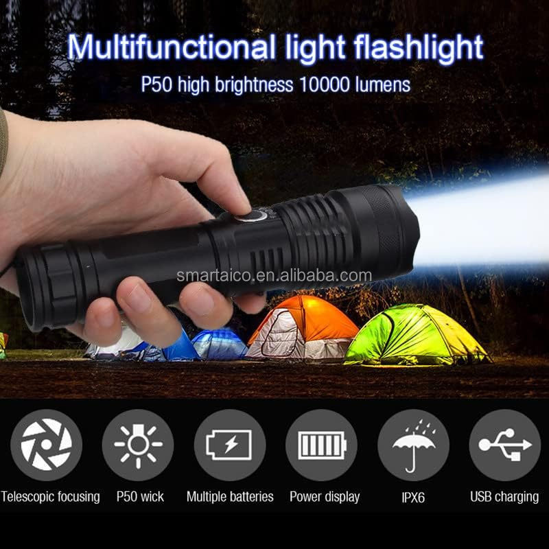 5 Modes Zoomable Waterproof Torch High Powered 2000 Lumens Super Bright Tactical LED Flashlight