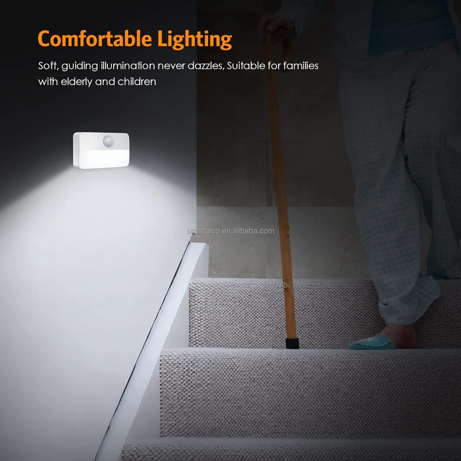 AAA Battery Powered Indoor Motion Sensor Night Light for Cupboard Wardrobe Stair Kitchen