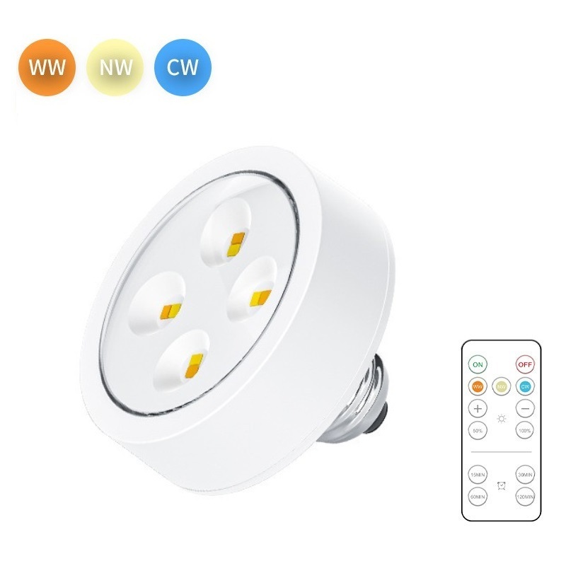 WW NW CW  Dimmable Led Puck Light 86MM E27 Base Wireless Battery Powered Light Bulb for Wall Sconces Pendant Lamp