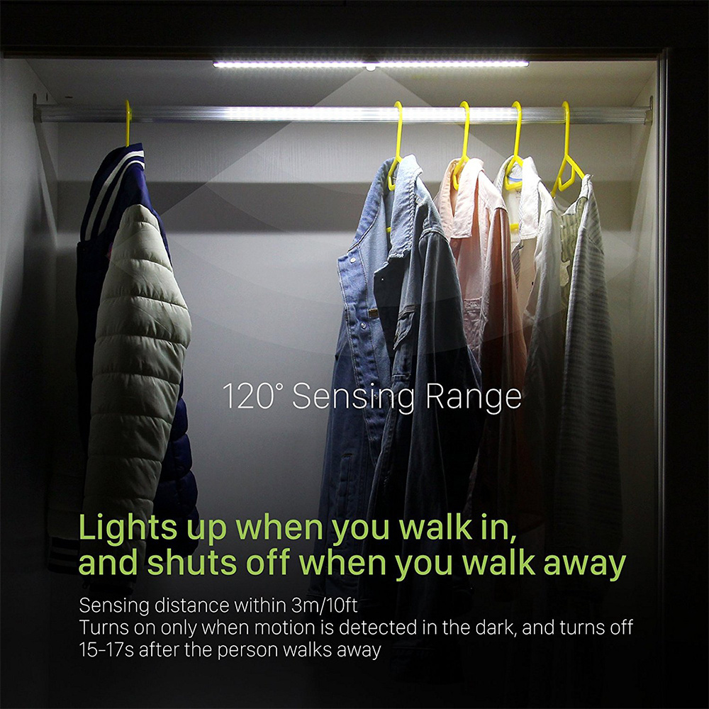 10 LED wireless motion sensor night light USB recharging Magnetic Strip under Cabinet light