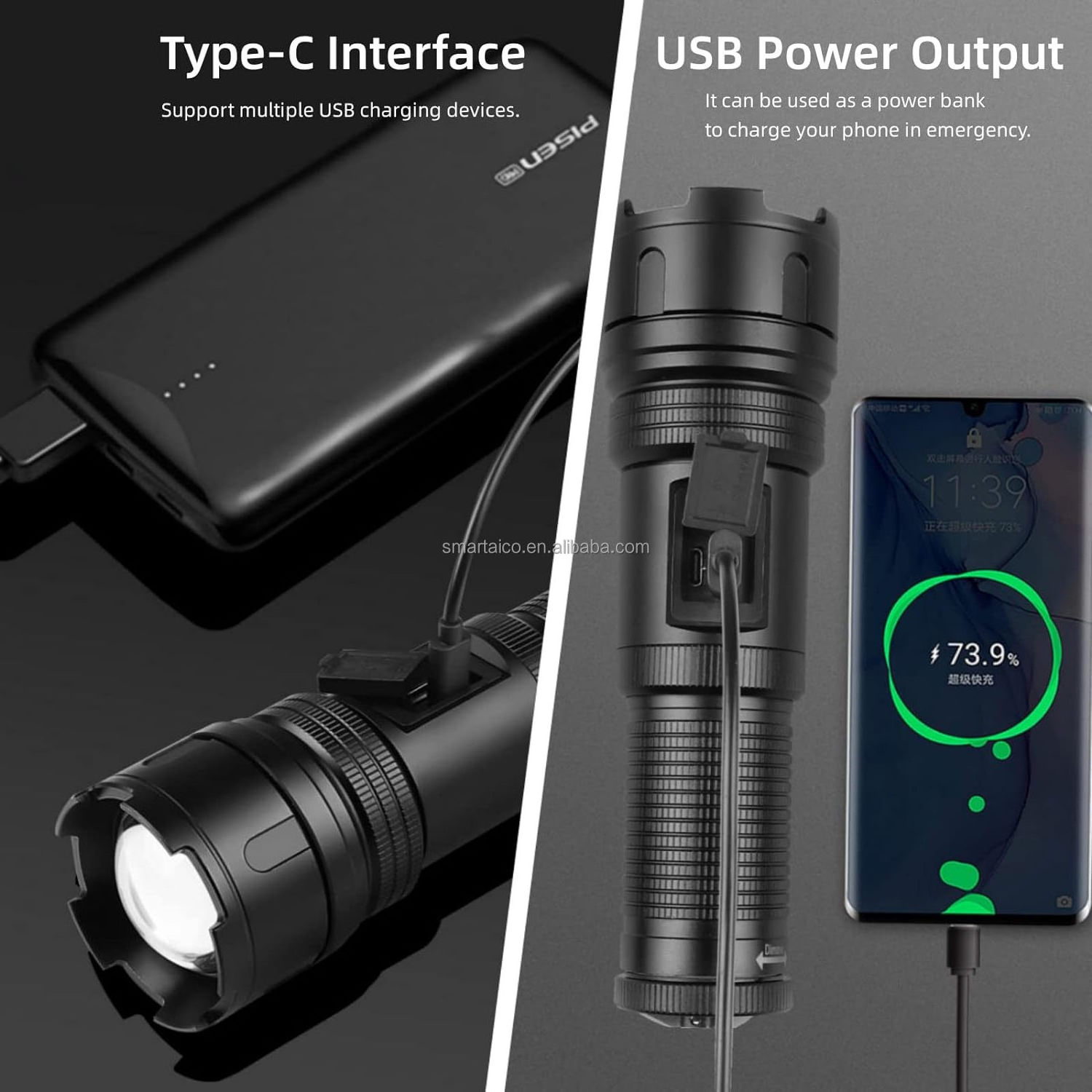 Powerful Waterproof Torch 10 Lighting Modes 5000 Lumen LED Tactical Flash Light Super Bright Flashlight Industrial 90 DC 5V 100