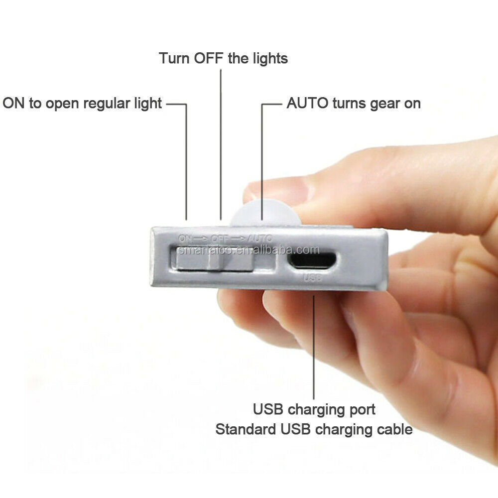 Ultra-Thin Detachable USB Rechargeable Counter Closet Wireless Under Cabinet LED Motion Sensor Lights