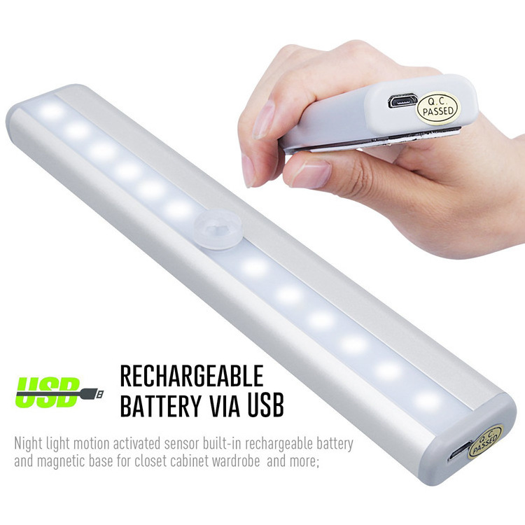 Motion Activated USB Rechargeable LED Closet Light Wireless Stick-on Anywhere Magnetic Motion Sensor Light