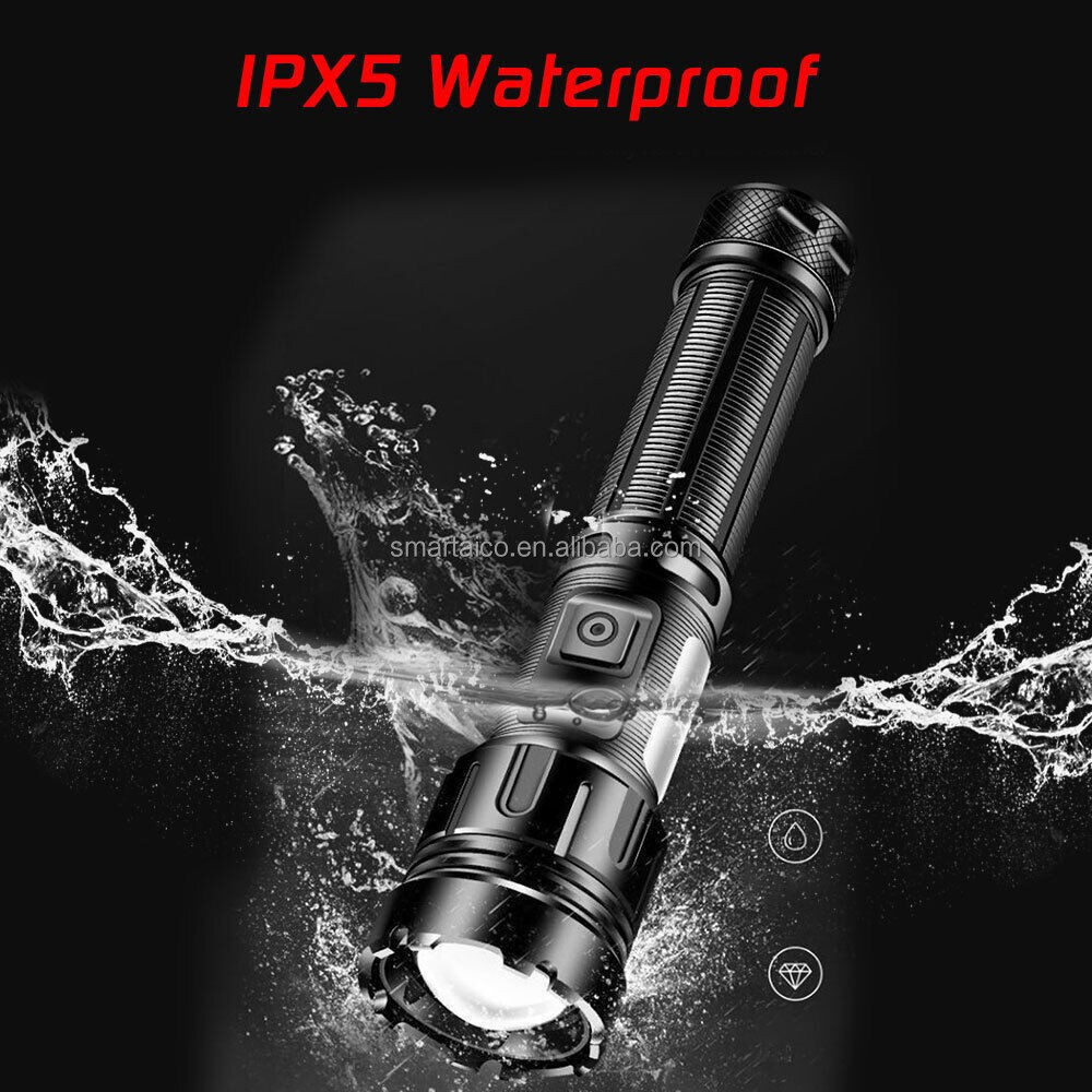 Adjustable Focus IP67 Waterproof Powerful Long Lasting Handheld Flashlight 2000 Lumens Super Bright Torches Led