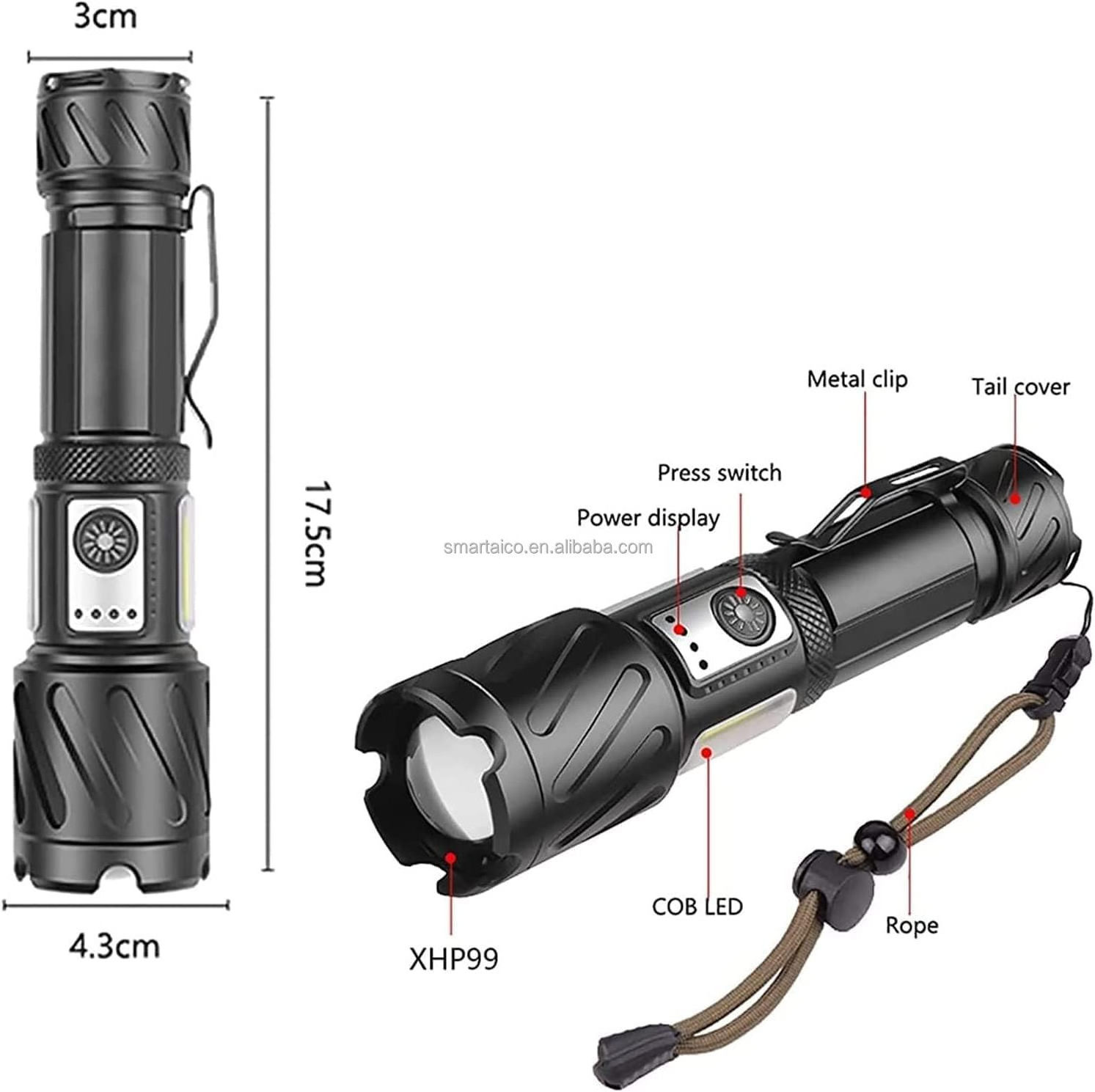 Super Bright 4000 Lumen Xhp160 Led High Power Tactical Brightest Handheld Emergency Flashlight