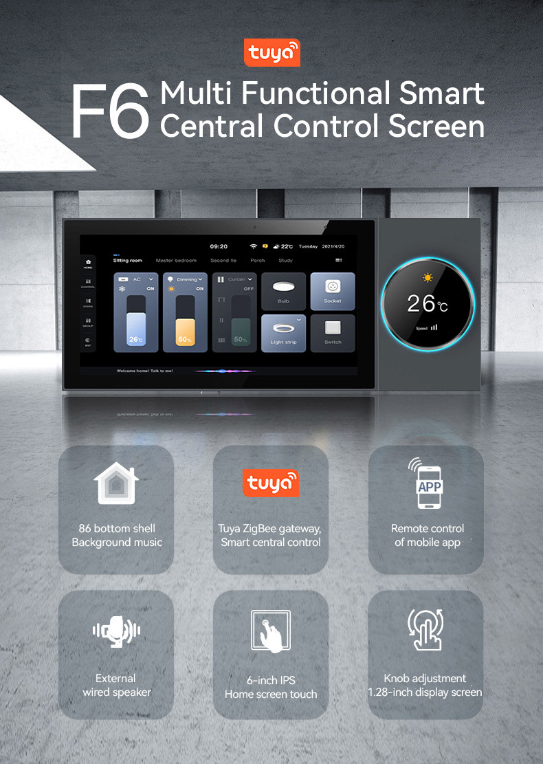 2024 New 6-inch smart home one-click scene switch and music independent playback system control panel