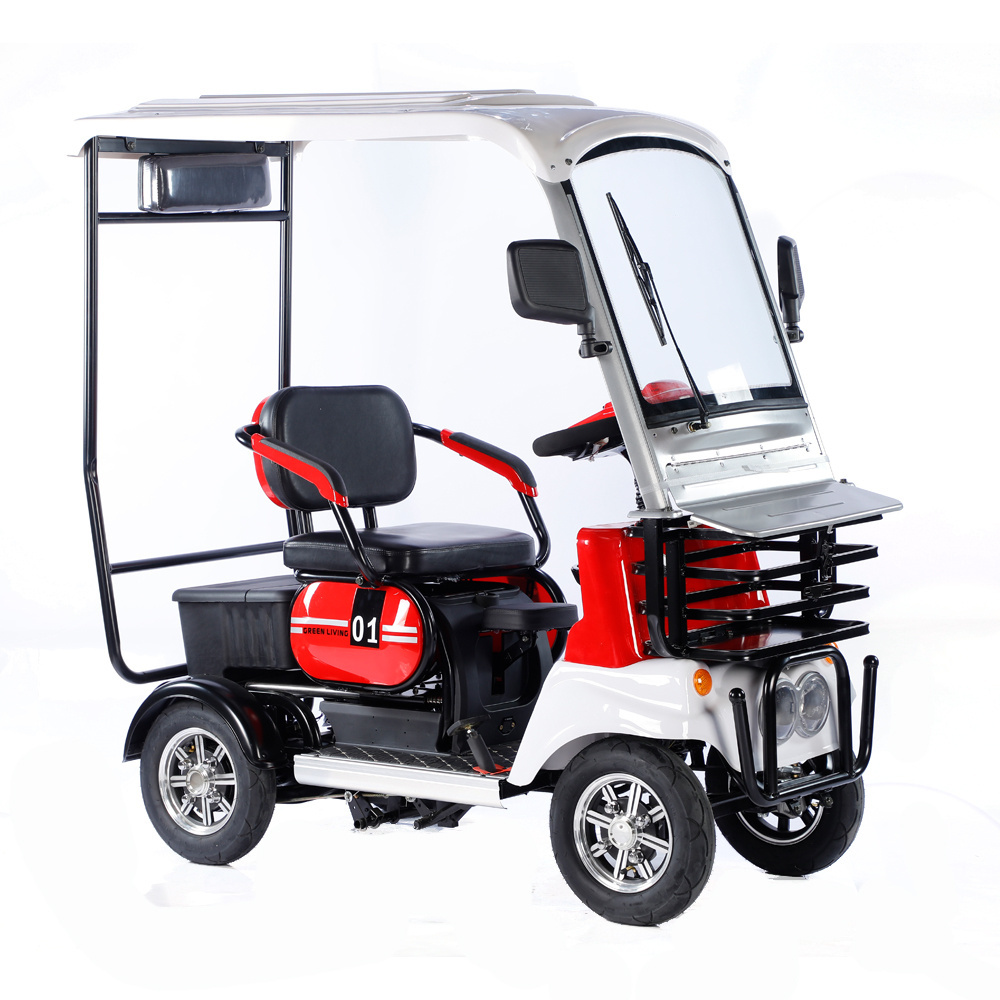 2024 Popular Electric Golf Cart 600W Electric 4 Wheel Ebike Adult Mobility Scooter With Roof