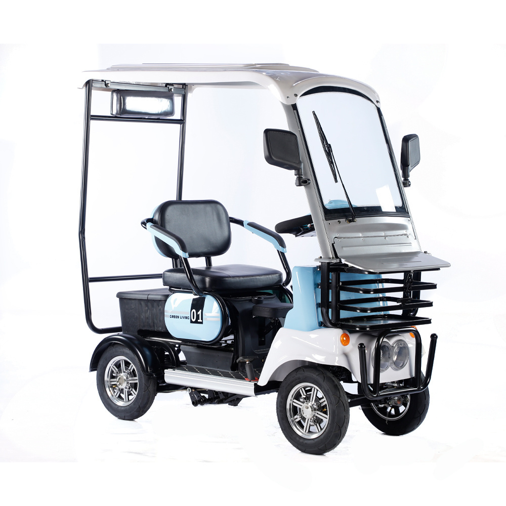 2024 Popular Electric Golf Cart 600W Electric 4 Wheel Ebike Adult Mobility Scooter With Roof