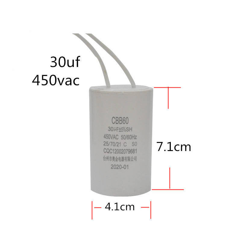 CBB60 capacitor 450vac 50 60hz mechanical equipment motor starting capacitor