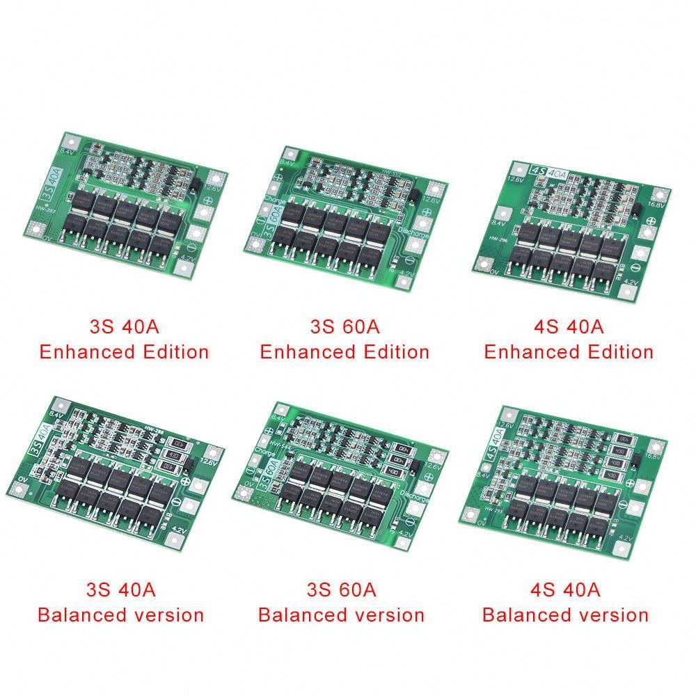 3S 4S 40A 60A Li-ion Lithium Battery Charger Protection Board 18650 BMS For Drill Motor 11.1V 12.6V/14.8V 16.8V Enhance Balance