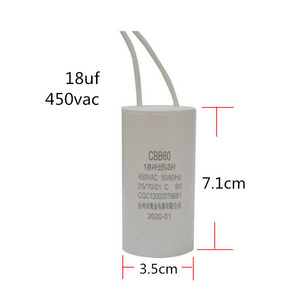 CBB60 capacitor 450vac 50 60hz mechanical equipment motor starting capacitor