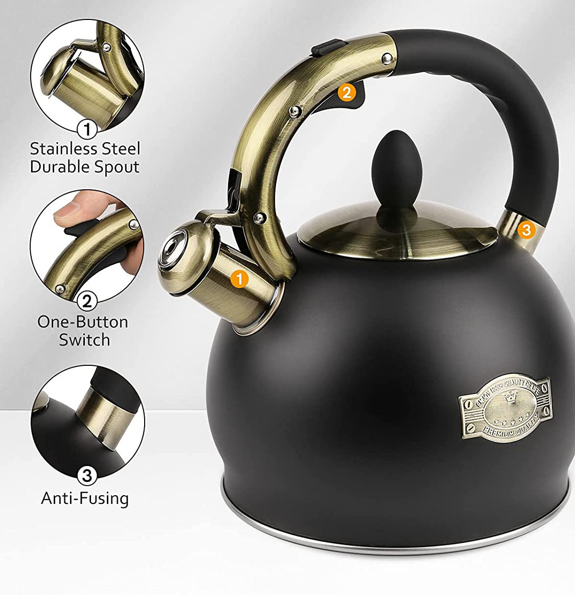 Whistling Tea Kettle 3.0L Tea Pot Customized Color Stainless Steel Hot Water Teapot for ALL Stovetop