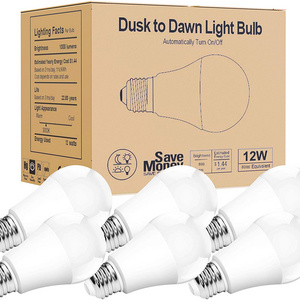 A19 Auto Turn On Turn Off 12W Smart Bulb Dusk To Dawn Light Sensor LED Bulb