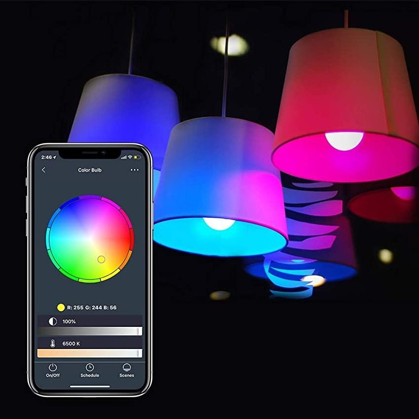 RGB Color Changing E26 E27 B22 Bulb Work with Google Assistant and Alexa 9W Smart WiFi LED Bulb