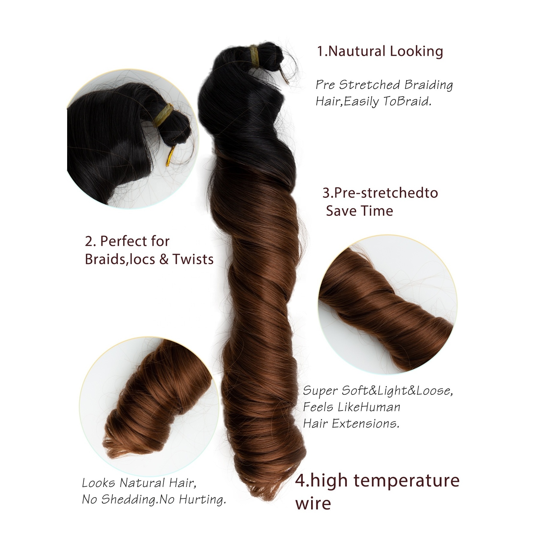 French Curl Hair Crochet Loose Wave Extensions African Synthetic Hair For Braids Spiral Curly Braiding Hair Loose Wave