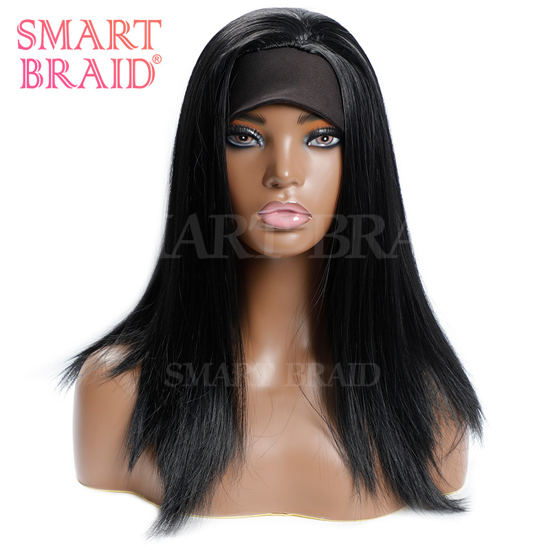 QueenBraid Cheap Deep Black Wigs Body Wave Synthetic Wigs Japanese Fiber Synthetic Hair headband wig for women