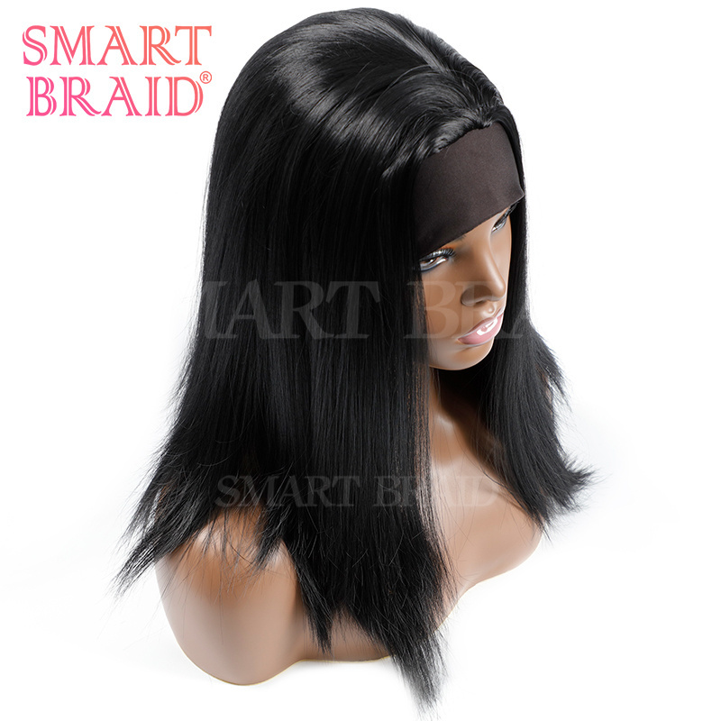 QueenBraid Cheap Deep Black Wigs Body Wave Synthetic Wigs Japanese Fiber Synthetic Hair headband wig for women