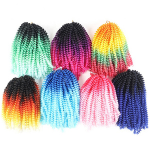 8 Inch Crochet Braid Synthetic Curly Hair Extensions Spring Twist Hair Ombre Jumbo Braiding Nubian Twist Hair