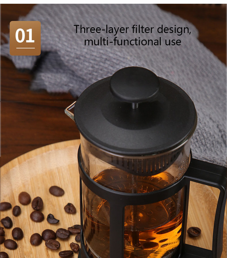 Hand Made Coffee Pot Method Press Pot Stainless Steel Filter Tea Maker Plastic Heat Resistant French Filter Press Pot