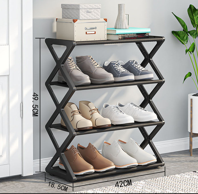 Household Steel Tube Sneaker Shelf Creative Plastic Multilayer Shoes Organizer Minimalist Standing Shoes Rack