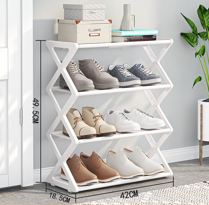 Household Steel Tube Sneaker Shelf Creative Plastic Multilayer Shoes Organizer Minimalist Standing Shoes Rack