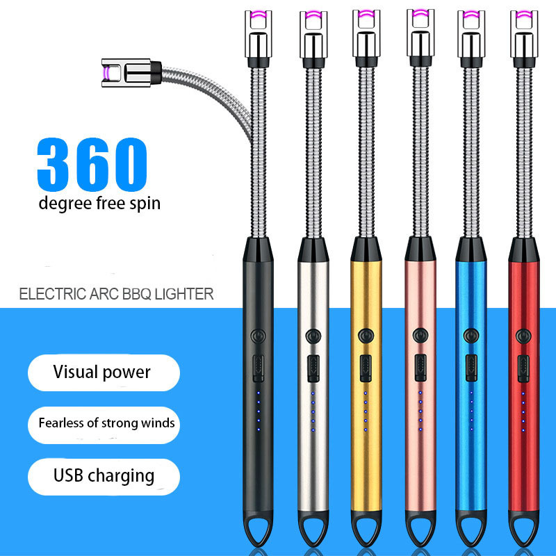 360 Degree Free Spin Kitchen BBQ Lighter Extended Electric Torches USB Rechargeable Windproof Igniter