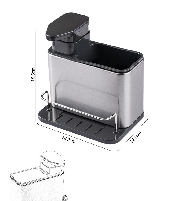 Kitchen Countertops Drains Water Soap Dispenser Stainless Steel Sink Storage Sponge Brush Organizer sink caddy