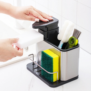 Kitchen Countertops Drains Water Soap Dispenser Stainless Steel Sink Storage Sponge Brush Organizer sink caddy