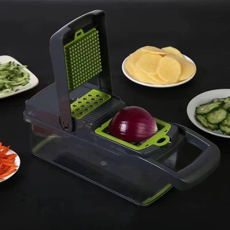 Hot Selling Hand Pressed Fruit Vegetable Food Onion Slicer Cutter Vegetable Chopper Manual With Storage Bin