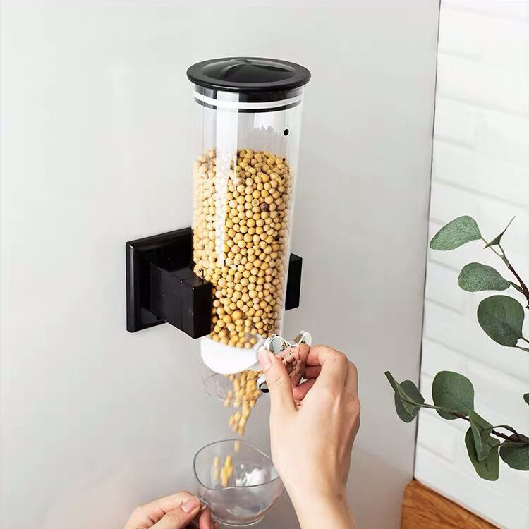 Kitchen Grain Storage Container Wall Mounted Rice Cereal Dry Food Dispenser