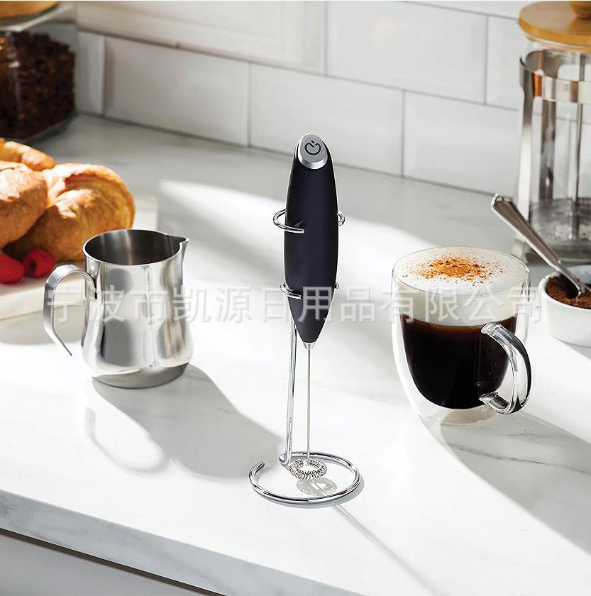 Hot Selling Portable Electric Foam Maker for Coffee Stainless Steel Milk Frother with Stand Drink Mixer