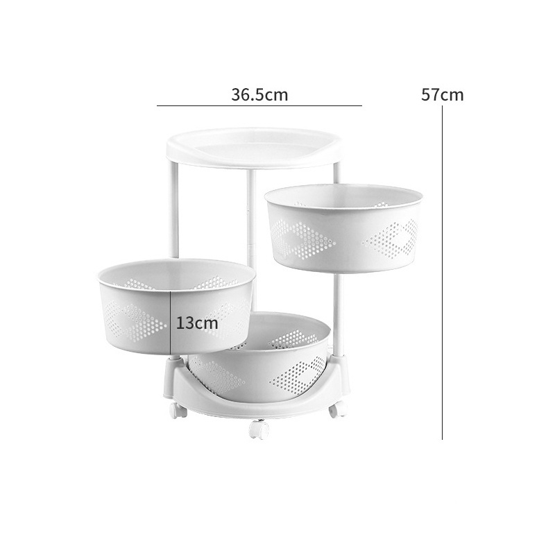 3 Layers Multifunctional Kitchen Shelf Rotatable Round Fruit Vegetable Storage Rack Multi Layer Floor Storage Basket