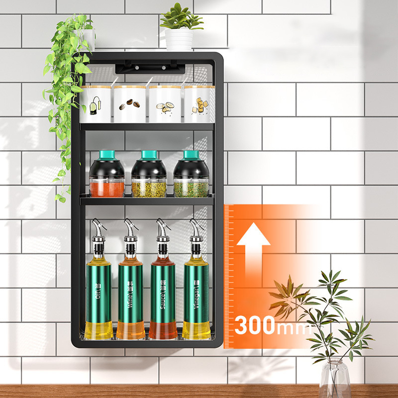 3 Grids Multifunctional Corner Wall Mounted Seasoning Kitchen Household High Bottle Oil Salt Soy Sauce Vinegar Storage Rack