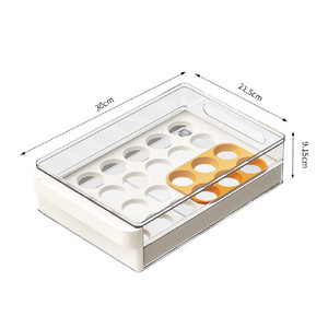 High Quality 20 Grid PET Drawer Type Egg Tray Container Transparent Egg Organizer For Refrigerator