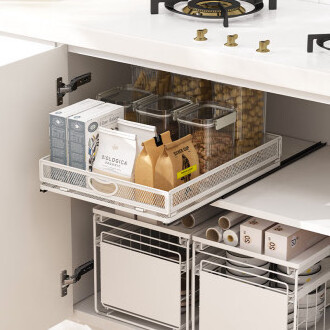 Household Slide Out Cabinet Drawer Pull Out Wire Basket Cabinet Organizer Kitchen Spice Storage Drawers