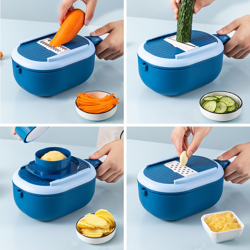 Kitchen Multifunction Box Grater With Drain Basket Plastic Potato Peeler And Slicer Chopper Manual Vegetable Cutter