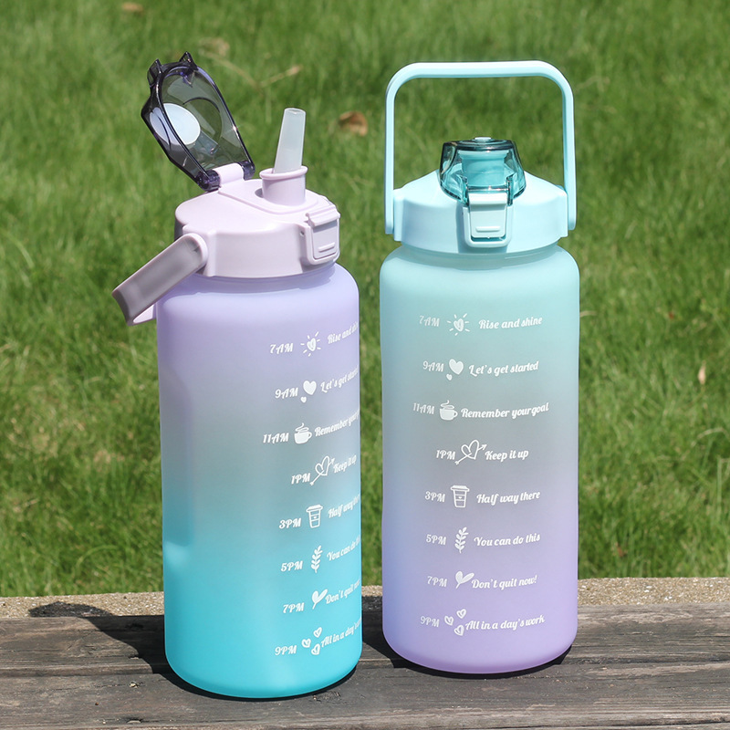 2 Liters Water Bottle Motivational Drinking Bottle Sports Water Bottle With Time Marker Stickers Portable Reusable Plastic Cups