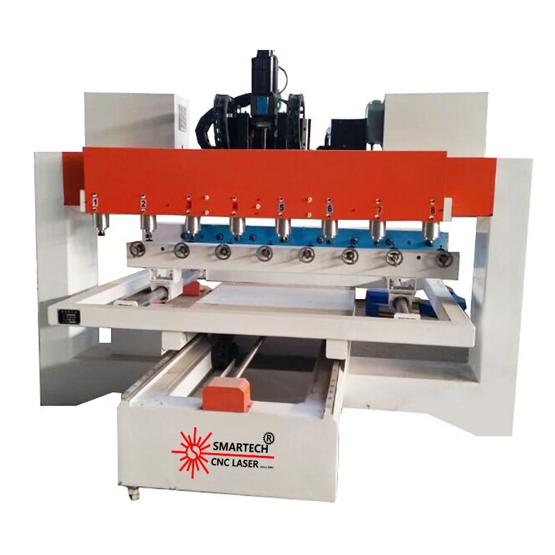 4 Axis CNC Machine Rotary Spindle With 8 Heads 3D Woodworking CNC Router Machine