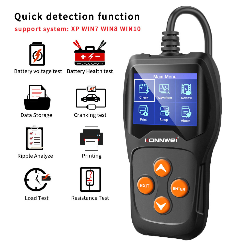 12V Car Battery Tester KONNWEI KW600 Auto Battery Analyzer 100 to 2000CCA Cranking Charging Car Diagnostic